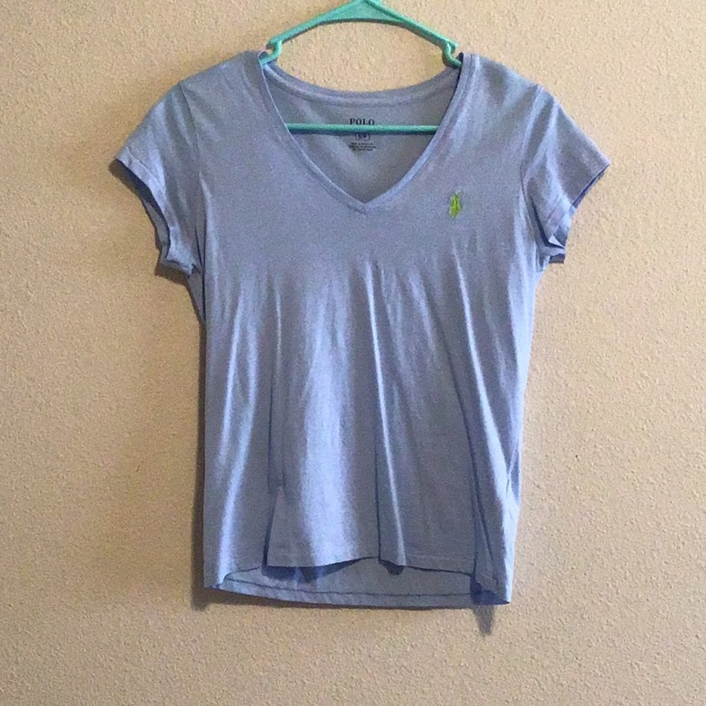 Small light blue V neck